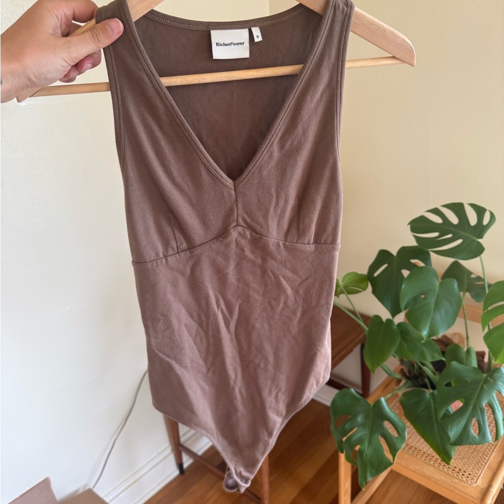 Brown V-Neck Bodysuit